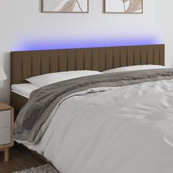 vidaXL LED-lys stof mørkebrun Sengegavl