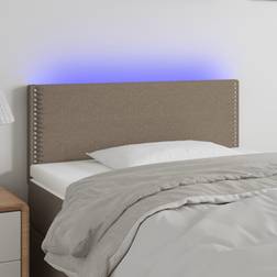 vidaXL LED-lys stof gråbrun Sengegavl