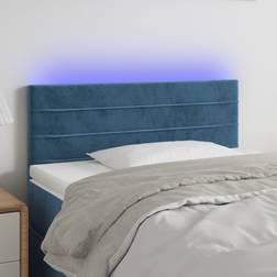 vidaXL LED-lys velour mørkeblå Sengegavl