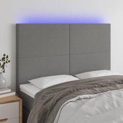 vidaXL LED mörkgrå tyg Sänggavel
