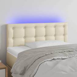 vidaXL LED gräddvit 90x5x78/88 konstläder Sänggavel