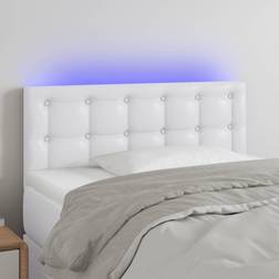 vidaXL Con LED Cuero Sintético Blanco 100x5x78/88 cm Cabecero