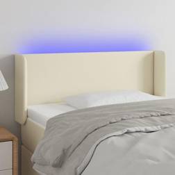 vidaXL LED gräddvit konstläder Sänggavel