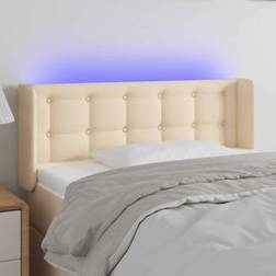 vidaXL LED gräddvit tyg Sänggavel