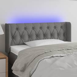 vidaXL LED mörkgrå tyg Sänggavel