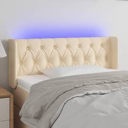 vidaXL LED-lys stof cremefarvet Sengegavl