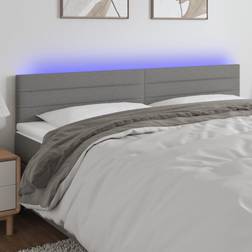 vidaXL LED Mörkgrå 200 x 5 x 78/88 cm Sänggavel