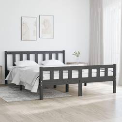 vidaXL Sängynrunko Harmaa Täysi Puu 140x190 cm