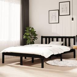 vidaXL svart massivt 4FT Sängram