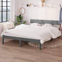 vidaXL Sengeramme Grå Heltre 120x190 cm Small Double Sängram