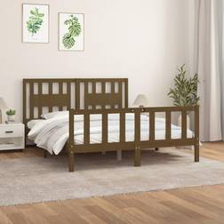 vidaXL Bed Frame with Headboard Honey Brown