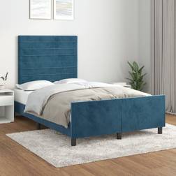 vidaXL Utan Madrass Mörkblå 120x200 cm Sammet Sängram