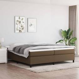 vidaXL Utan Madrass Mörkbrun 200x200 cm Tyg Sängram