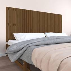 vidaXL Cama Pared Madera Maciza Pino Marrón Miel 204x3x90 cm - Marrón Cabecero