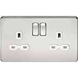 Knightsbridge SFR9000PCW Screwless 13A 2G Dp Switched Socket-Polished Chrome with White Insert