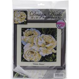 Design Works Neeedlepoint Kit 10"X10"-White Roses-Stitched In Yarn