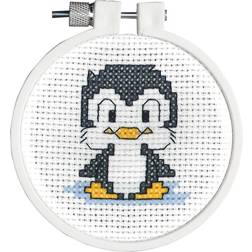 Michel Design Works Janlynn/Kid Stitch Mini Counted Cross Stitch Kit 3" Round-Penguin 11 Count
