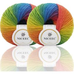 2 Skeins Rainbow Soft Yarn 100 Wool Gradient 180mA2196ydsA2