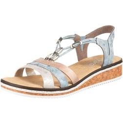 Rieker Sandaler Med Rem - Dueblå/Gammelrosa/Sølv