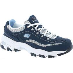 Skechers Sport Women's D'Lites Memory Foam Lace-up Sneaker,Navy/White,8.5