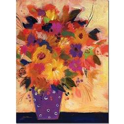 Trademark Fine Art "Dotted Vase" Sheila Golden Framed Painting Print on Wrapped Wall Decor