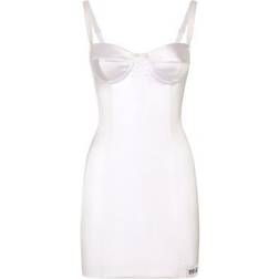 Dolce & Gabbana Kim Stretch Satin Mini Dress - White