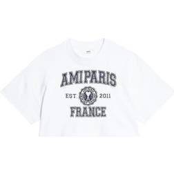 Ami Paris France Cotton-Jersey T-Shirt - Wool Tricotine White