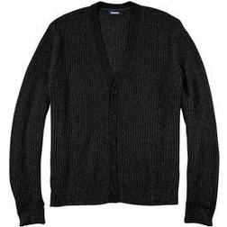 KingSize Shaker Knit V-Neck Cardigan Sweater - Black