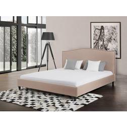 Beliani Letto Matrimoniale In Tessuto Beige Imbottito 180 x 200 cm