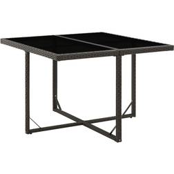 vidaXL Garden Table Black 109x107x74 cm Poly Rattan And Glass