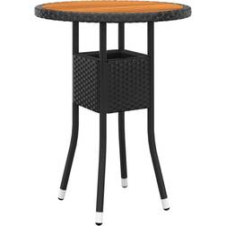 vidaXL Mesa De Jardín Madera Acacia Y Ratán Sintético Negro Ø60x75 cm