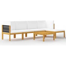 vidaXL 6-tlg Garten-Lounge-Set mit Kissen Cremeweiß Massivholz Akazie Lounge-Set