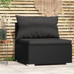 vidaXL Centrale da Giardino con Cuscini in Polyrattan Nero Divano Modulare