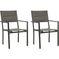 vidaXL 2 Pcs Garden Chairs Textilene And Steel Grey And Anthracite