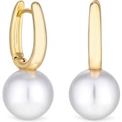 Jon Richard Gold Plated Pearl Drop Hoop Earrings