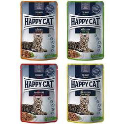 Happy Cat Buste Meat In Sauce 48 x 85 g - Mix 2 Agnello Manzo Anatra Pollame