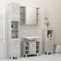 vidaXL Juego Muebles De Baño 4 Pzas Madera De Ingeniería Gris Hormigón