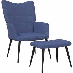 vidaXL Relaxsessel Mit Hocker Blau Stoff Sessel