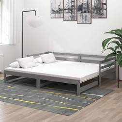 vidaXL Ausziehbares Tagesbett 2x90x200 cm Grau Massivholz Kiefer Sofa