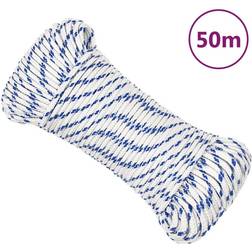 vidaXL Cuerda de barco polipropileno blanco 3 mm 50 m Blanco y azul