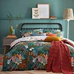 Furn Forage Floral Reversible Duvet Cover Blue, Orange, Green