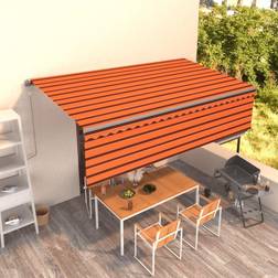 vidaXL Toldo Retráctil Automático Con Persiana Naranja Marrón 5x3 m