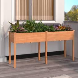 vidaXL Fioriera Con Fodera Marrone 161x45x76 cm Legno Massello di Abetecod Mxl 130772