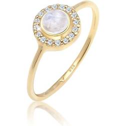 Elli Premium Ring Damer Elegant Med Månsten Och Diamant - Gult Guld