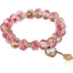 Betsey Johnson tzarina pink beads stretch bracelet