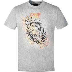 Cavalli Class Leopard Print Silhouette T-shirt - Grey