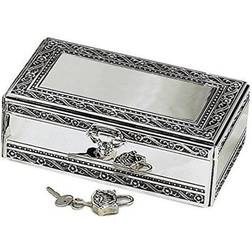 Elegance Leeber 86898 Silver Antique Silver Jewelry Box With Jeweled Lock