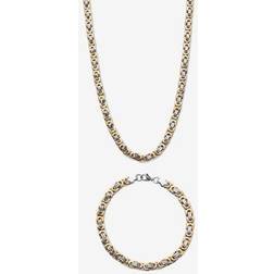 PalmBeach Jewelry Men Byzantine-Link Gold Ion-Plated Stainless Steel or Stainless Steel 6mm Piece Necklace and Bracelet Set & Length