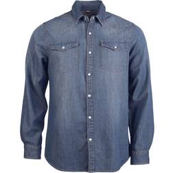 Kariban Mens Long Sleeve Casual Denim Shirt - Blue Jeans