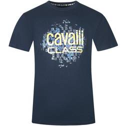 Cavalli Class Gradien Scales Design Logo T-shirt - Navy